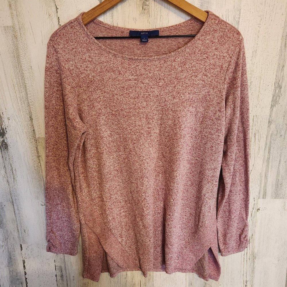 Apt.9 Womens long sleeve Pink Heathered Blouse size Large (L)